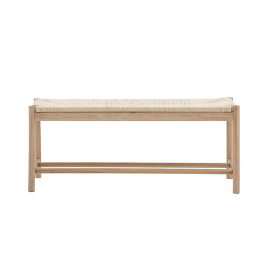 Oak Farmhouse Woven Rope Top Bench - The Farthing