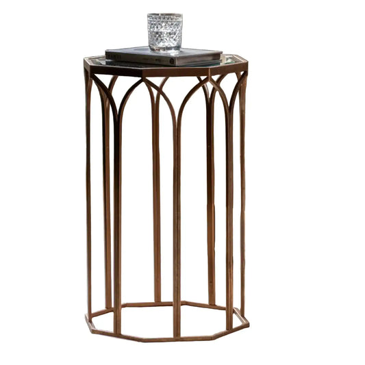Octagonal Mirror Top Side Table