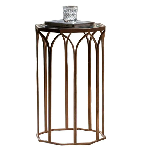 Octagonal Mirror Top Side Table