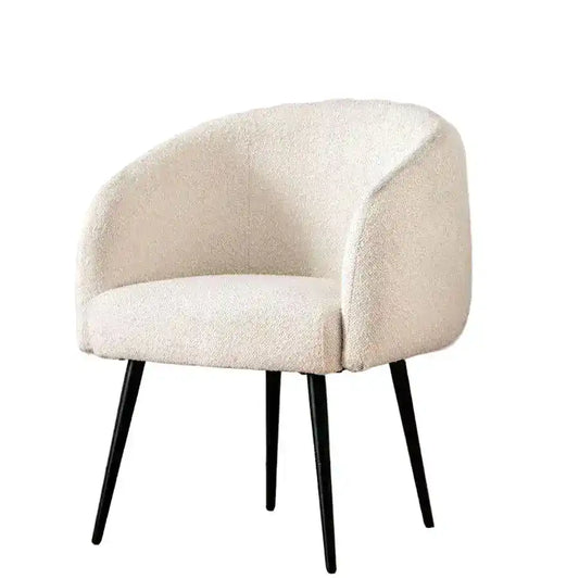 Beige armchair with black legs on a white background