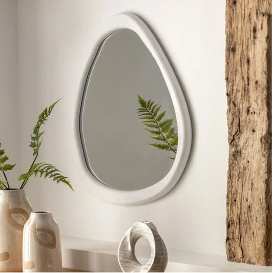 Organic Oval Textured White Frame Mirror - The Farthing