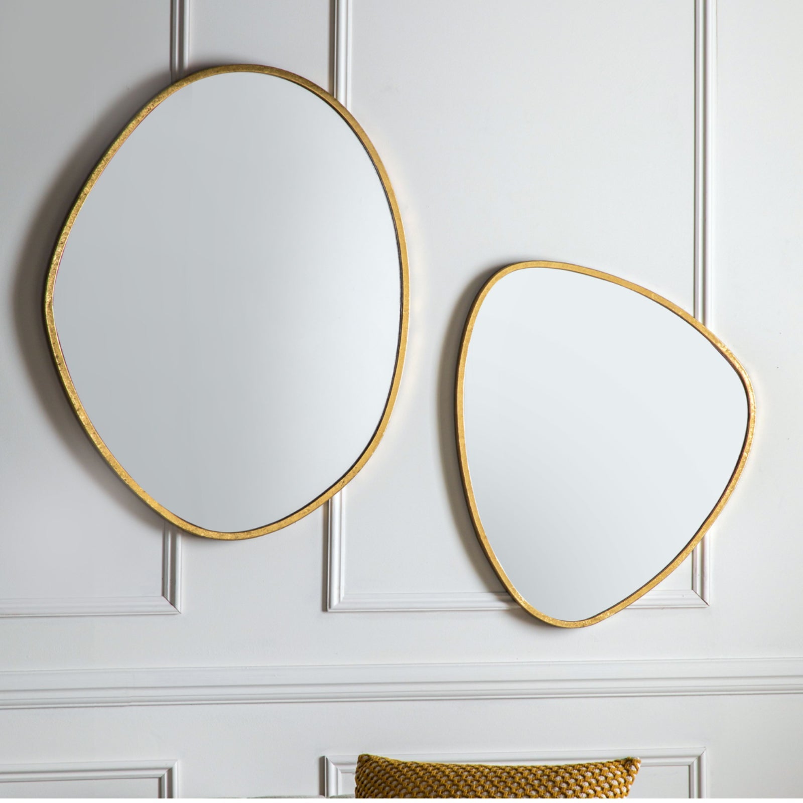 Organic Shaped Antique Gold Round Mirror - choice of two - The Farthing