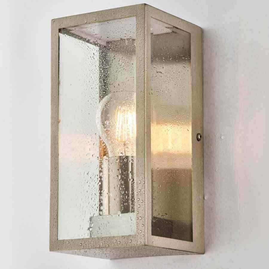 Outdoor Brushed Silver Box Lantern Wall Light - The Farthing