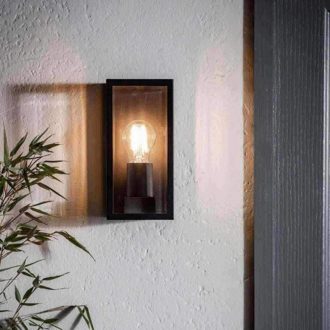Outdoor Matt Black Box Lantern Wall Light - The Farthing