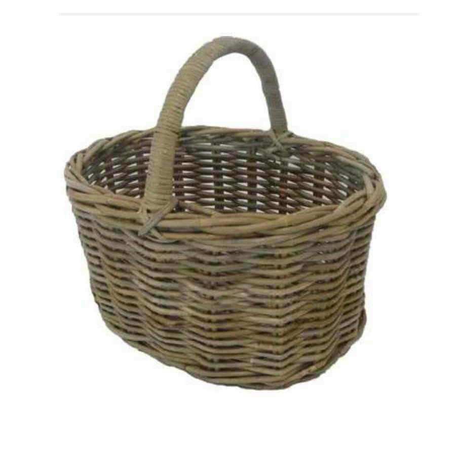 Oval Rustic Rattan Handled Basket - The Farthing