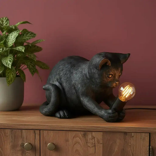 Playful Black Kitten Table Lamp - The Farthing