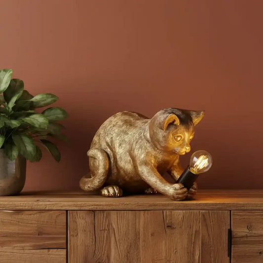 Playful Gold Kitten Table Lamp - The Farthing