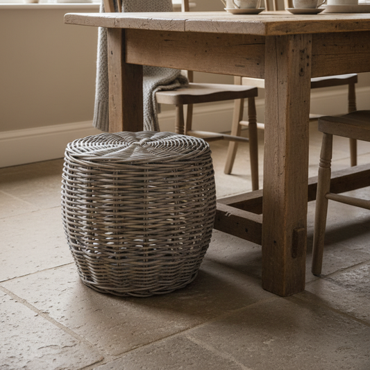 Rustic Rattan Stool
