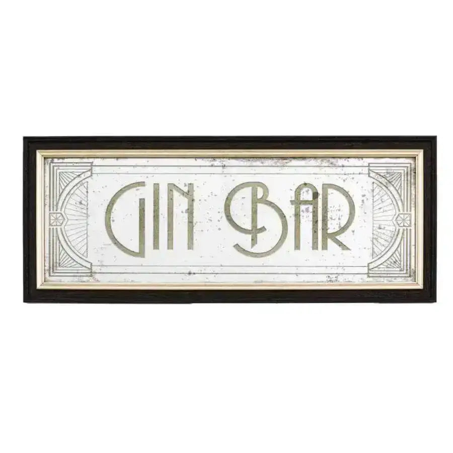 Rectangular Antique Glass Gin Bar Wall Mirror