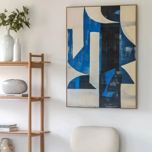 Rectangular Blue Palette Abstract Framed Canvas - The Farthing