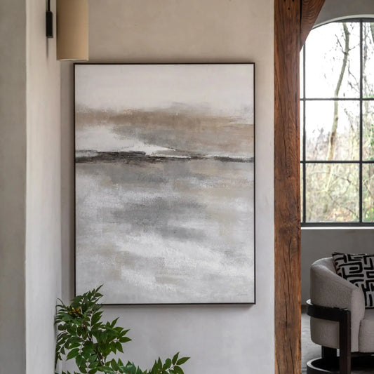 Rectangular Peaceful Landscape Abstract Framed Canvas - The Farthing