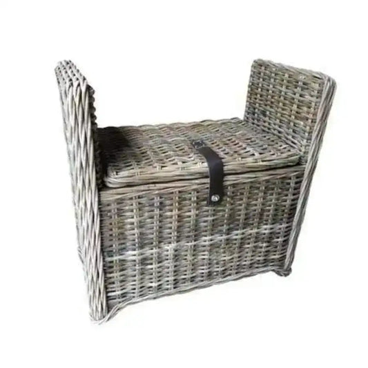 Rectangular Rattan Storage Bench - The Farthing