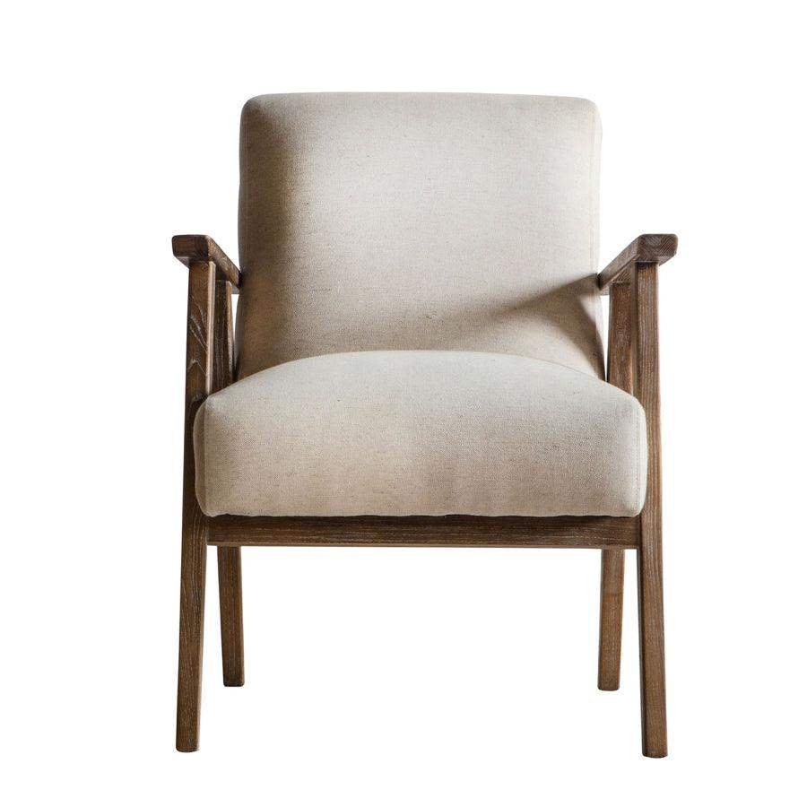 Relaxed Natural Linen and Wood Chair - The Farthing