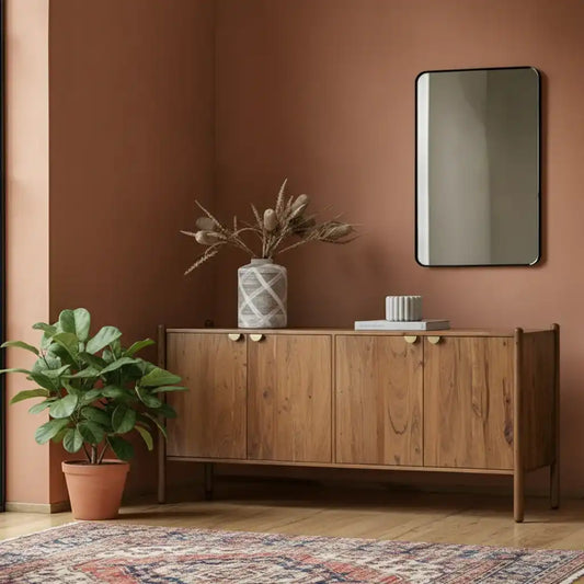 Rich Mango Wood 4 Door Sideboard - The Farthing