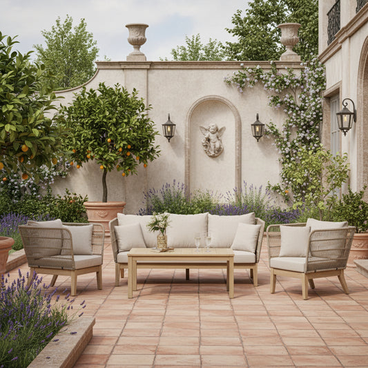 Rope and Wood Outdoor Lounge Sofa Set - The Farthing