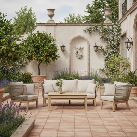 Rope and Wood Outdoor Lounge Sofa Set - The Farthing