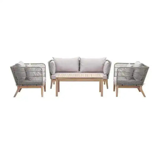Rope and Wood Outdoor Lounge Sofa Set - The Farthing