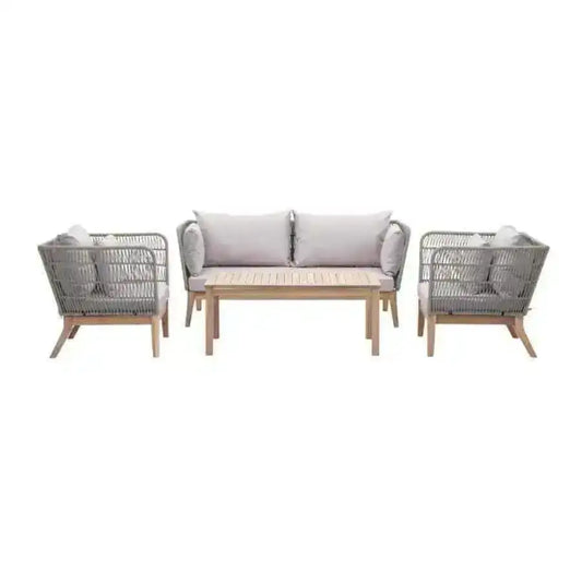 Rope and Wood Outdoor Lounge Sofa Set - The Farthing