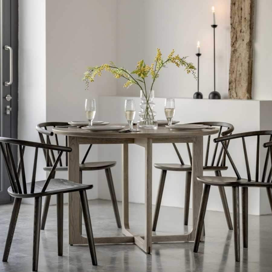 Round Nordic Smoked Oak Dining Table - The Farthing