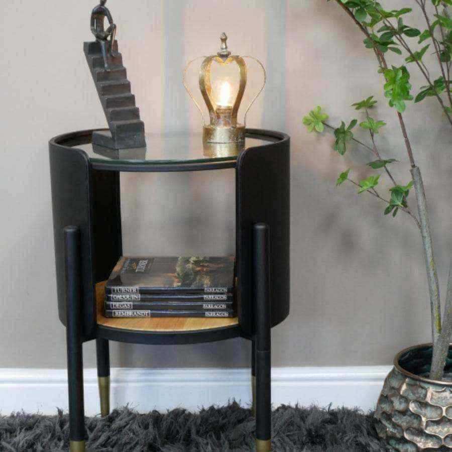Rounded Art Deco Inspired Black Side Table - The Farthing