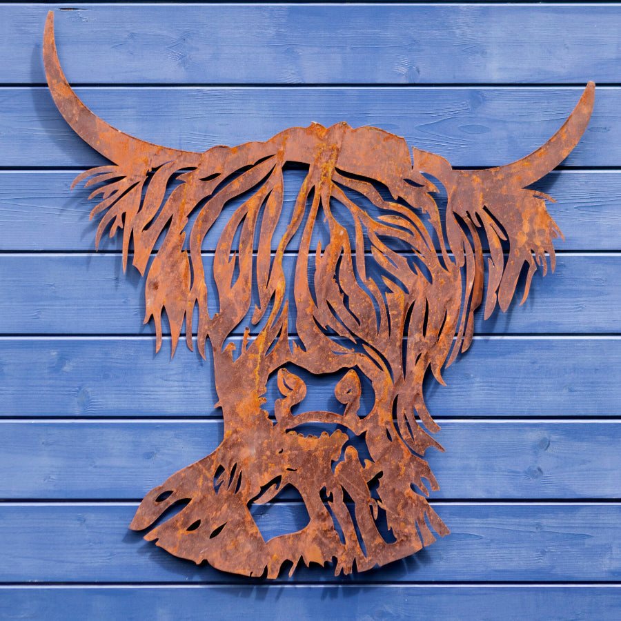 Rustic Highland Cow Metal Garden Wall Art - The Farthing