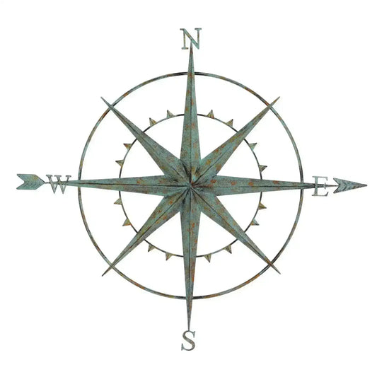 Rustic Metal Compass Garden Wall Art - The Farthing