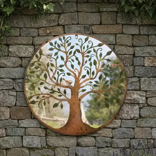 Rustic Metal Tree Wall Art with Mirrored Back - The Farthing