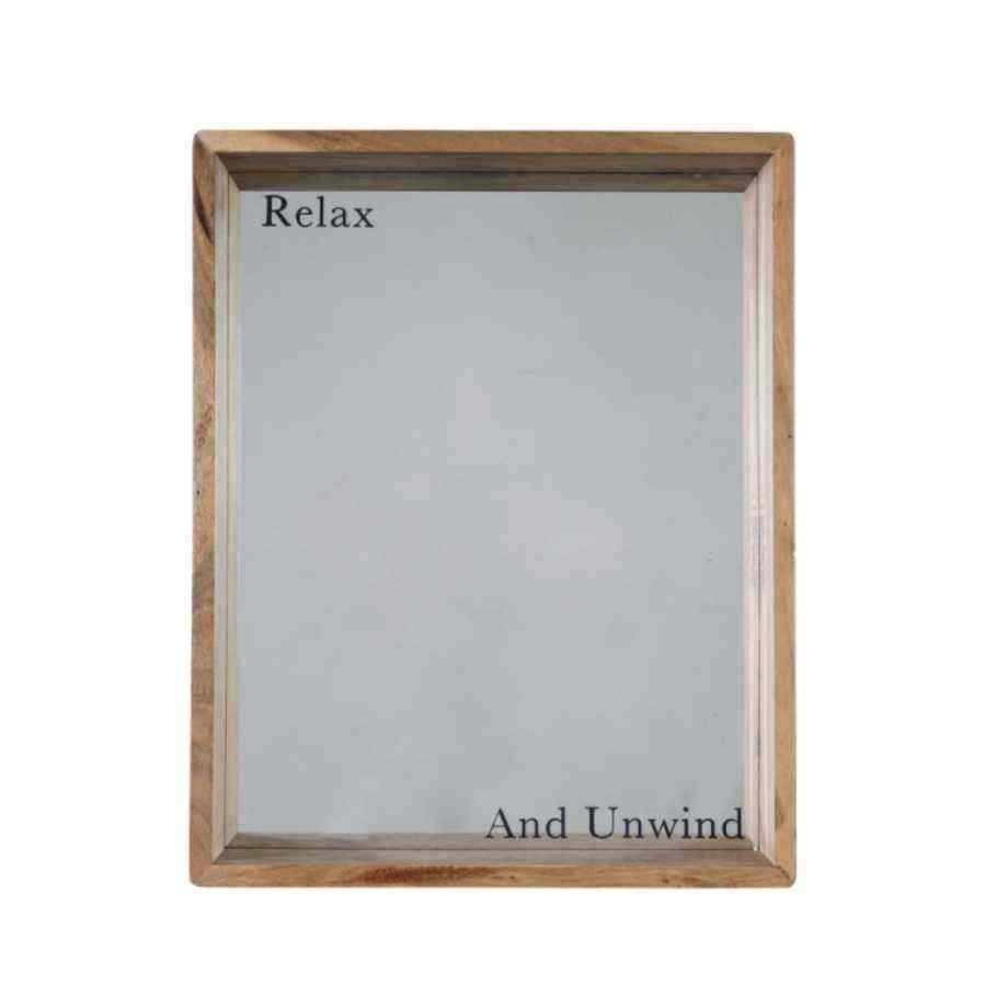 Rustic Wood Framed relax and Unwind Wall Mirror - The Farthing