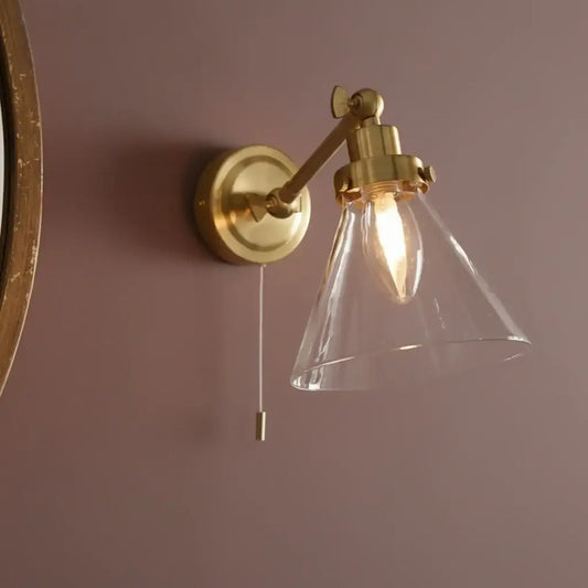 Satin Gold Bathroom Cone Wall Light - The Farthing