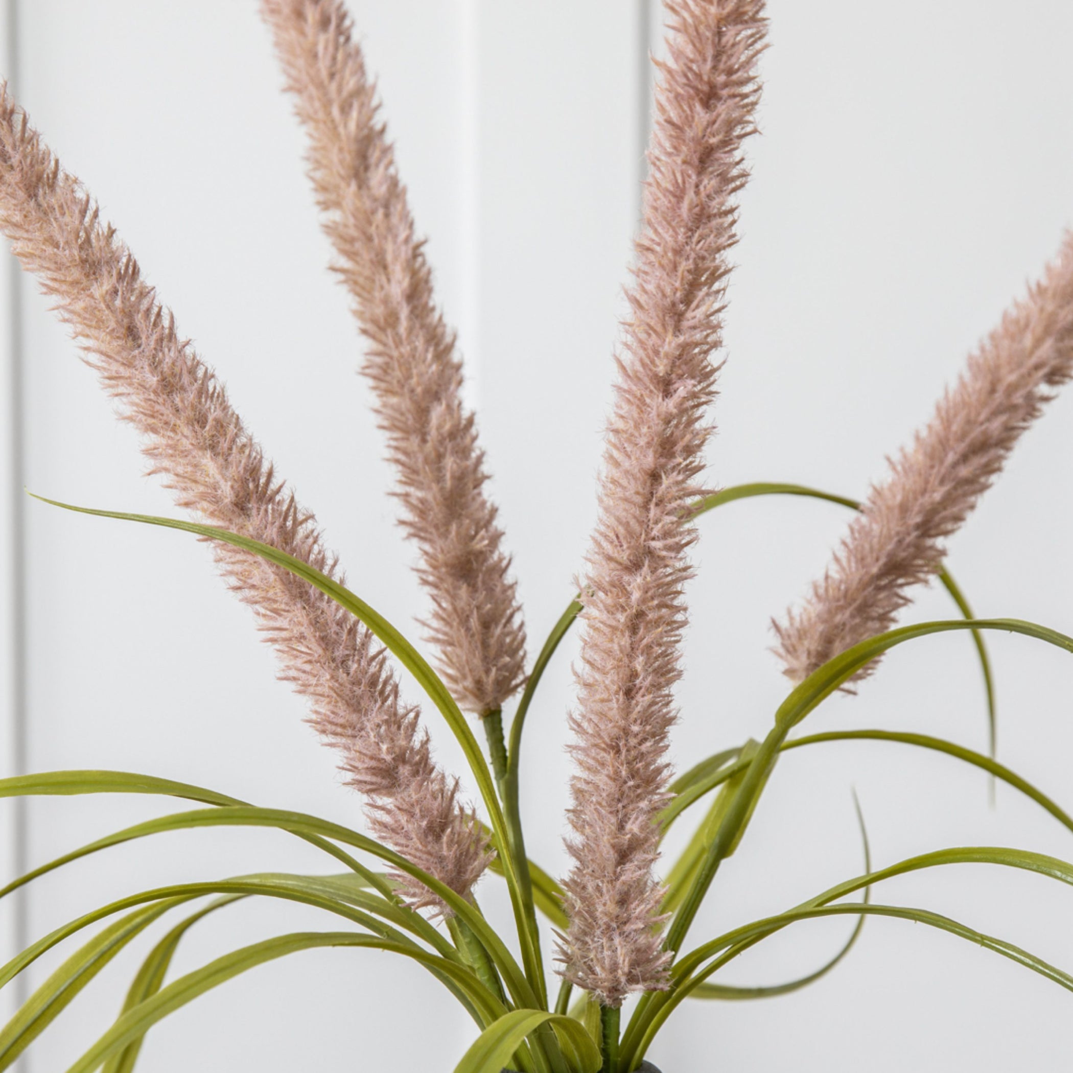 Set of Six Faux Cattail Stems Soft Mauve Hue, - The Farthing