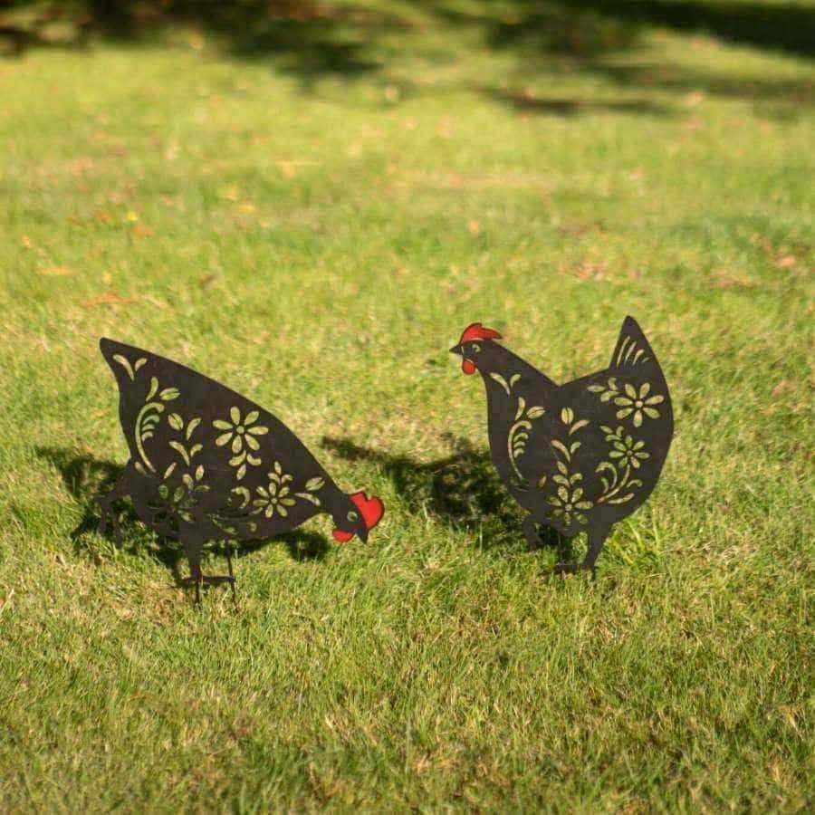 Set of Two Black Hen Garden Silhouettes - The Farthing