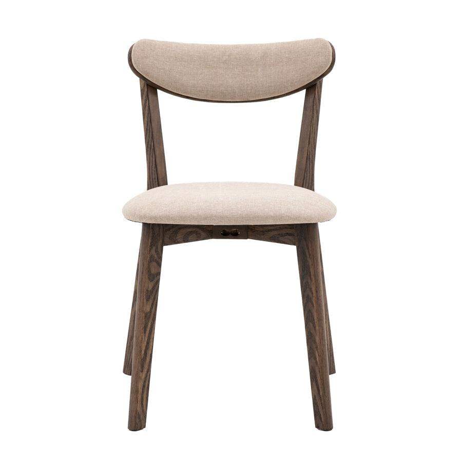 Set of Two Gently Curved Dining Chairs with Darkened Stain - The Farthing