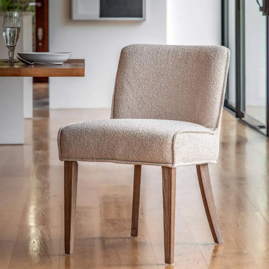 Set of Two Neutral Taupe Linen Dining Chairs - The Farthing