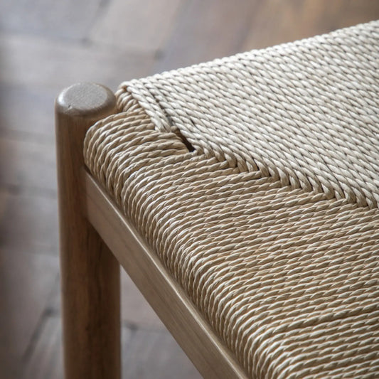 Set of Two Oak Woven Top Dining Chairs - The Farthing