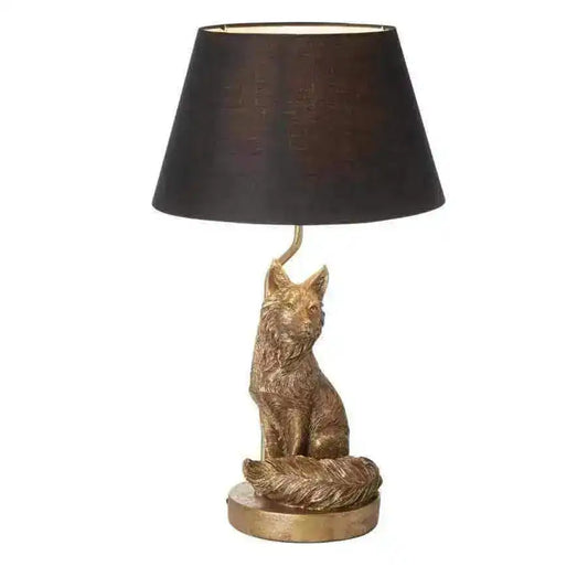 Sitting Golden Fox Table Light with Shade - The Farthing