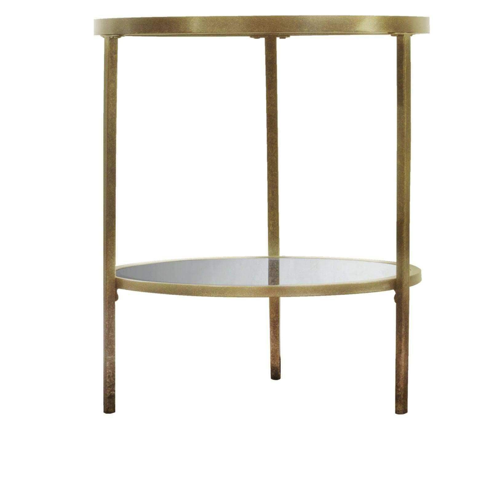 Soft Gold Glass and Mirror Display Side Table - The Farthing