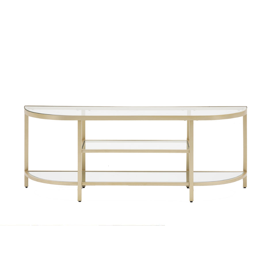 Soft Gold Metal and Glass Rounded Media Unit - The Farthing