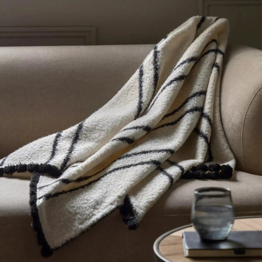 Softly Textured Monochrome Throw - The Farthing