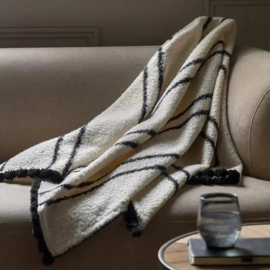 Softly Textured Monochrome Throw - The Farthing
