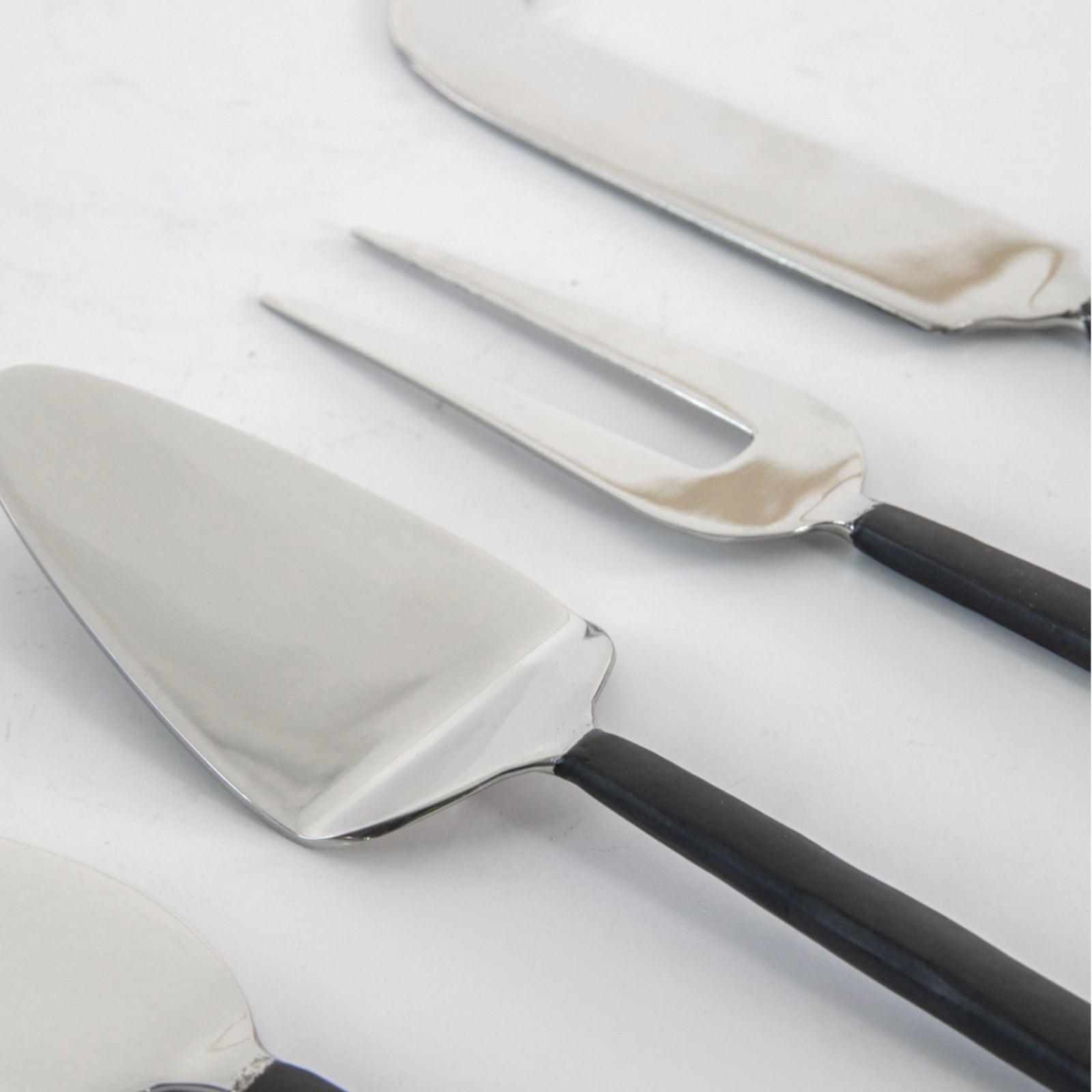 Stainless Steel with Black Handles Cheese Knife Set - The Farthing