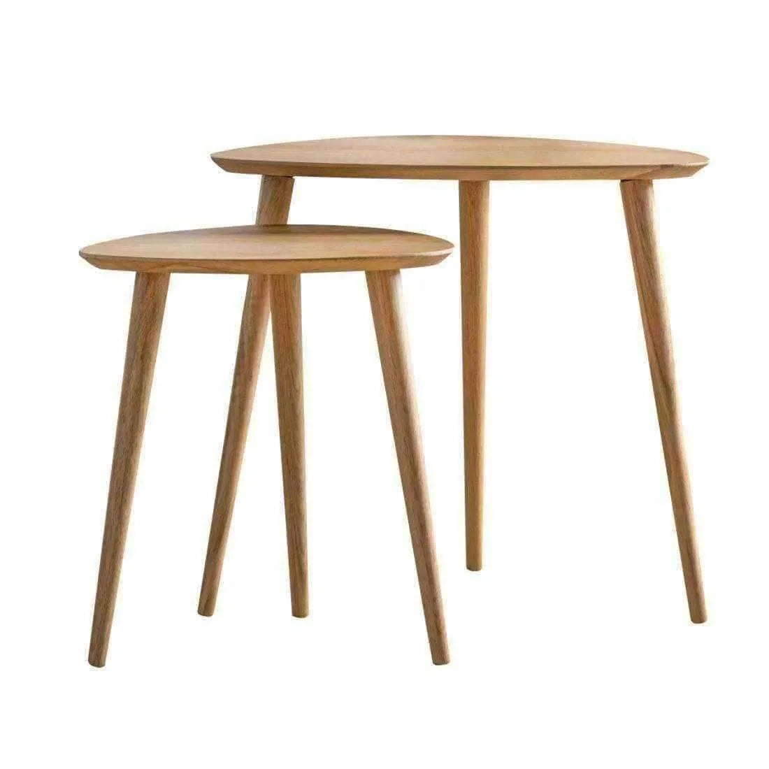 Stylish Mid-Century Oak Nestling Table Set - The Farthing