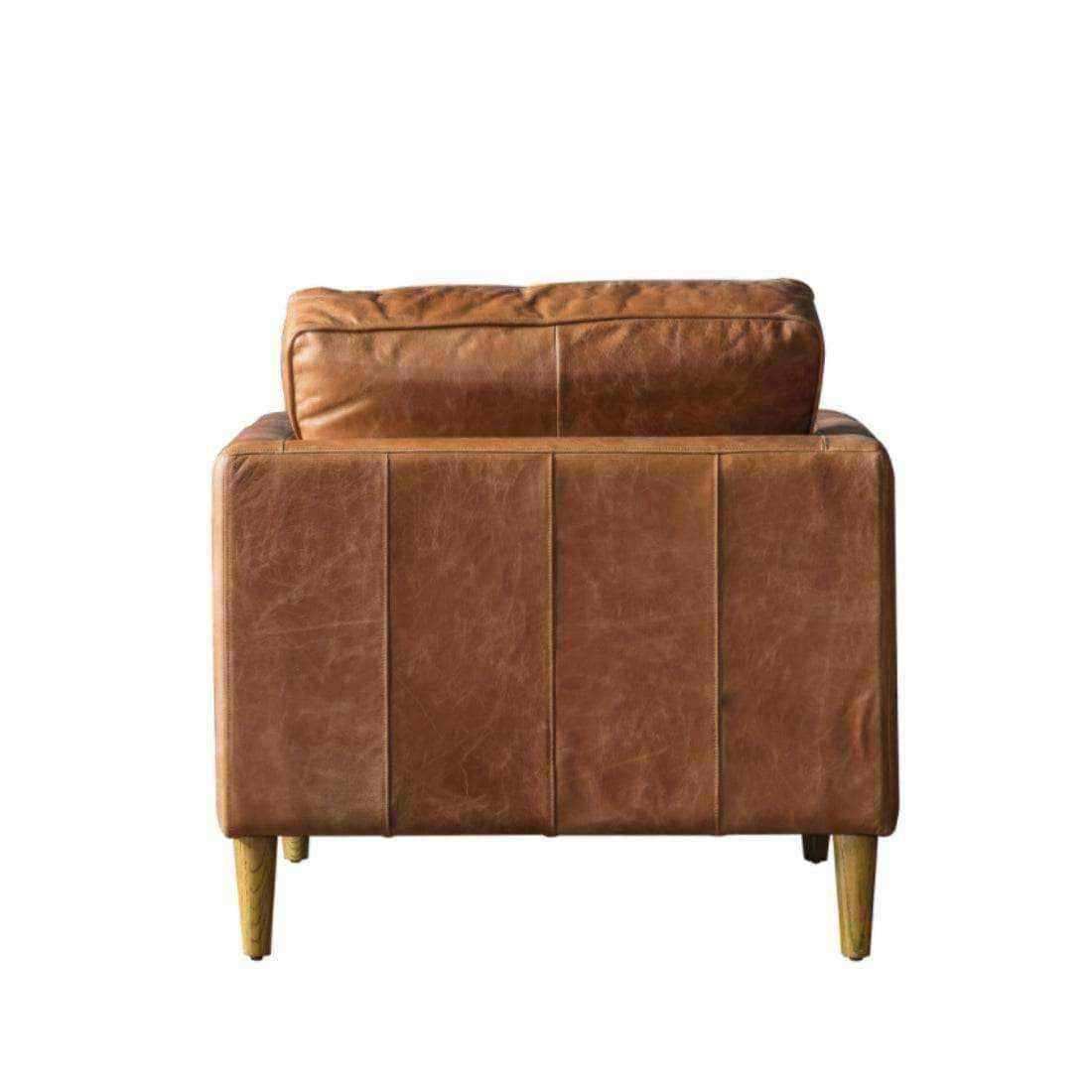 Stylish Vintage Brown Leather Armchair - The Farthing