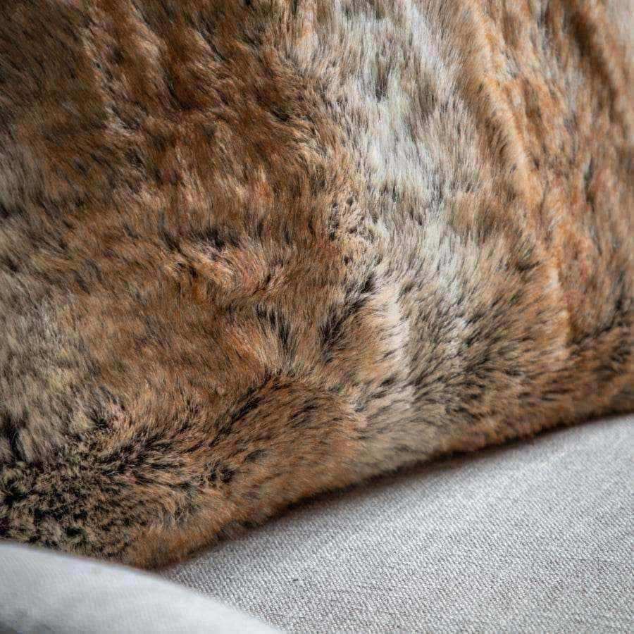 Super Soft Brown Stripe Faux Fur Cushion Cover - The Farthing