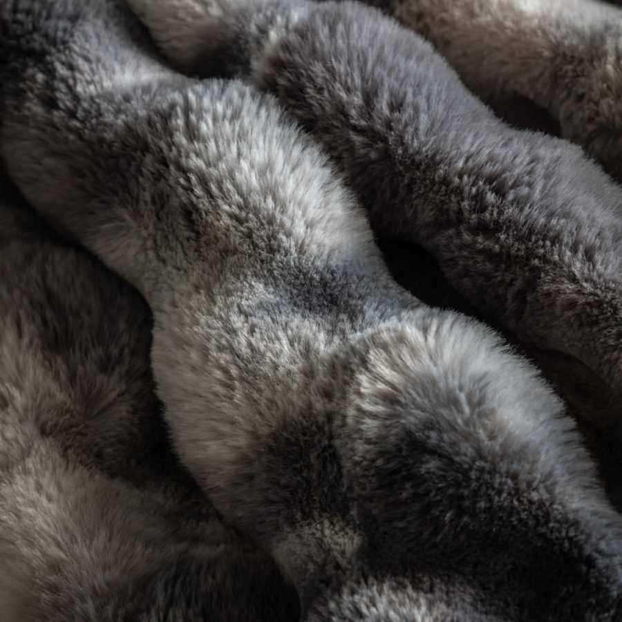 Super Soft Marbled Grey Faux Fur Throw - The Farthing