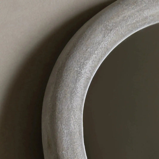 Tall Aged White Wavy Edge Leaner Mirror - The Farthing