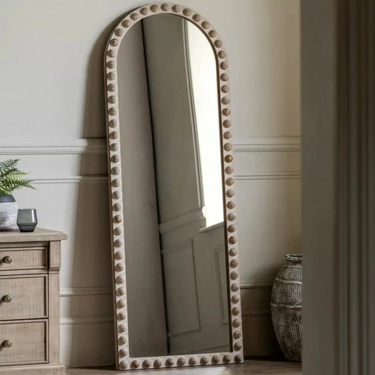 Tall Arched Rustic Weathered Leaner Mirror - The Farthing