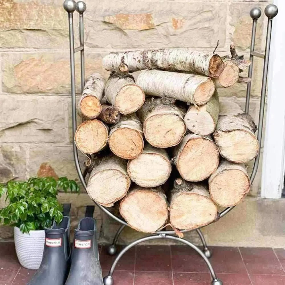 Tall Industrial Styled Curved Log Holder - The Farthing