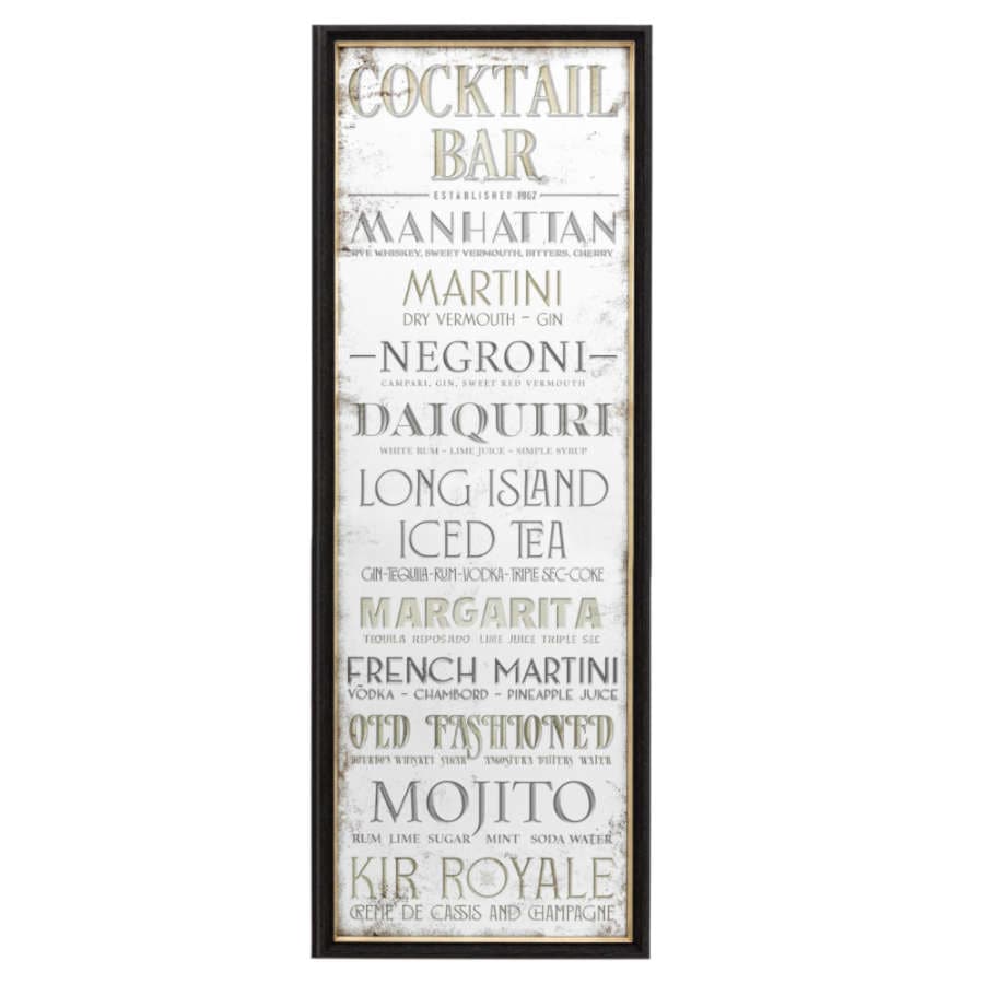 Tall Rectangular Antique Glass Cocktail Bar Wall Mirror - The Farthing