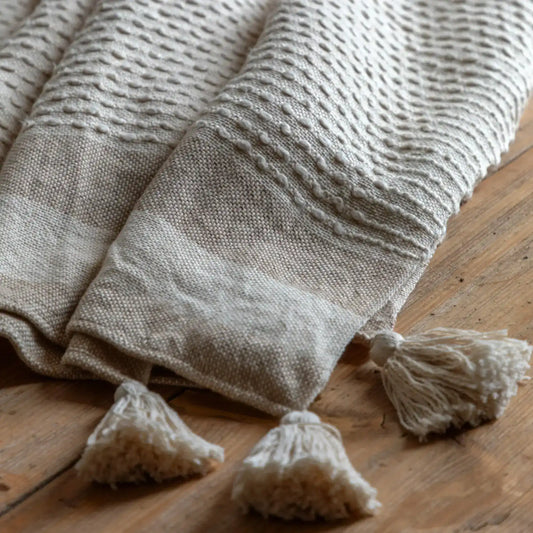 Taupe Textured Stripe Throw - The Farthing