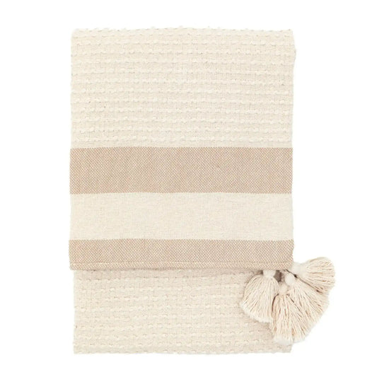Taupe Textured Stripe Throw - The Farthing